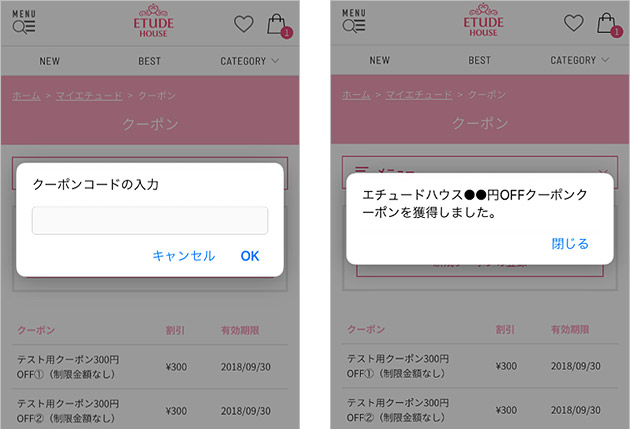 お手持ちのクーポンを入力して「OK」をクリックすれば完了